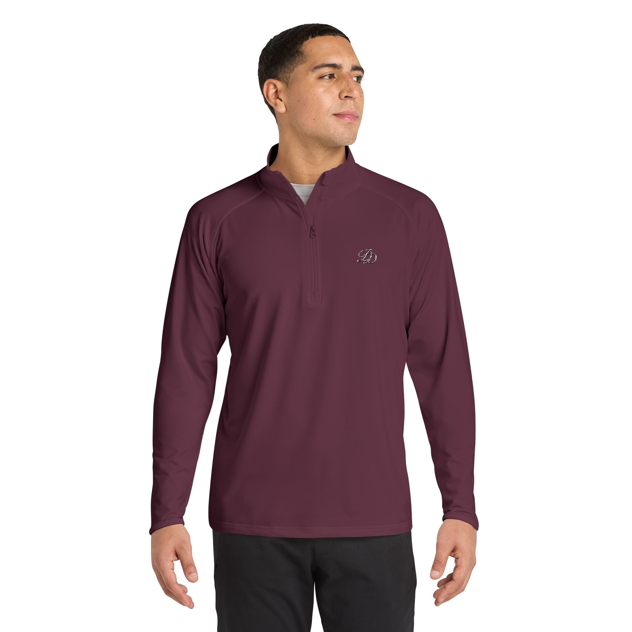 Embroidered Men's Sport Stretch Quarter Zip Pullover Performance Top